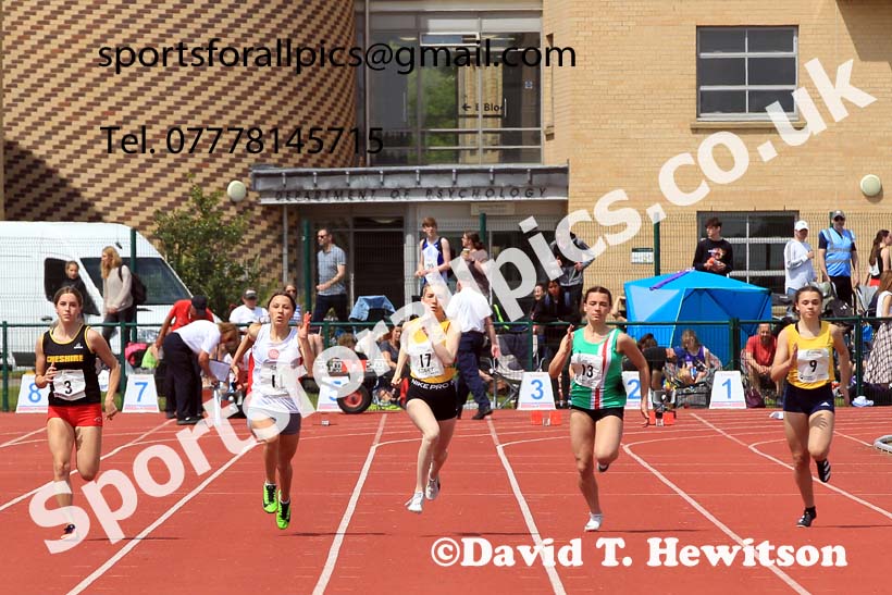 Womens Under-17s and Girls Under-15s 100 metres, 2022 Northern Inter Counties U17s and U15s Track and Field, York, Thursday, June 2nd. Photo: David T. Hewitson/Sports for All Pics